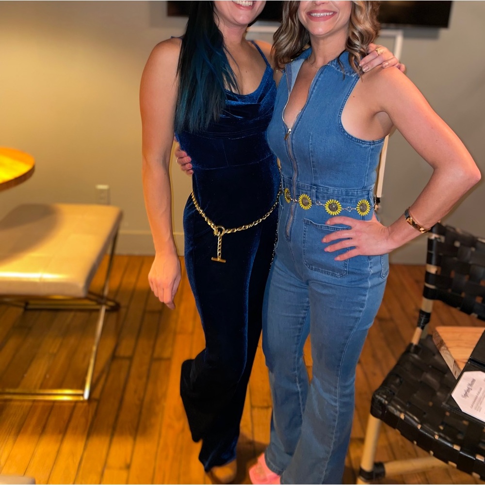Bellbottom jean jumper